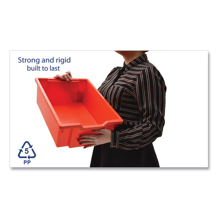 F2 Deep Trays for Gratnells Storage Frames and Trolleys, 3.57 gal Capacity, 12.28" x 16.81" x 6.25", Flame Red, 6/Pack