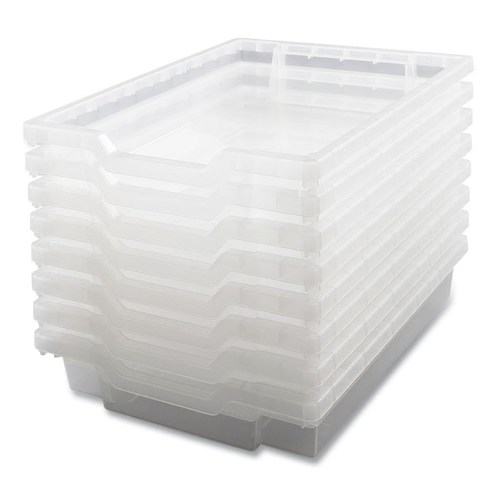 F1 Shallow Trays for Gratnells Storage Frames and Trolleys, 1.85 gal Capacity, 12.28" x 16.81" x 3.25", Trans Frost, 8/Pack