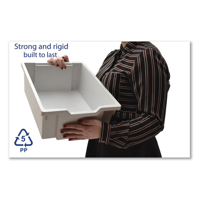 F2 Deep Trays for Gratnells Storage Frames and Trolleys, 3.57 gal Capacity, 12.28" x 16.81" x 6.25", Light Gray, 6/Pack