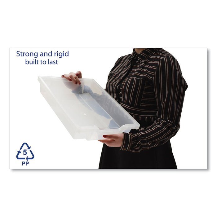 F1 Shallow Trays for Gratnells Storage Frames and Trolleys, 1.85 gal Capacity, 12.28" x 16.81" x 3.25", Trans Frost, 8/Pack