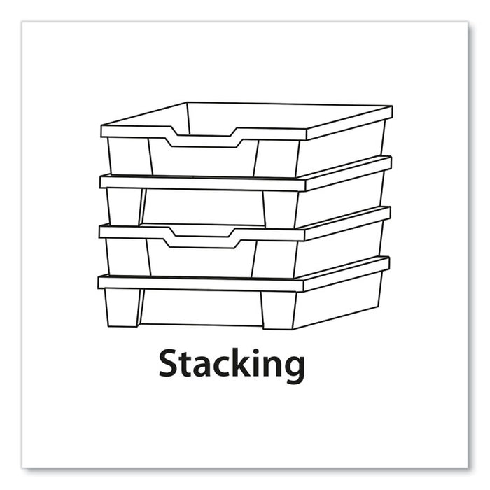 F1 Shallow Trays for Gratnells Storage Frames and Trolleys, 1.85 gal Capacity, 12.28" x 16.81" x 3.25", Trans Frost, 8/Pack