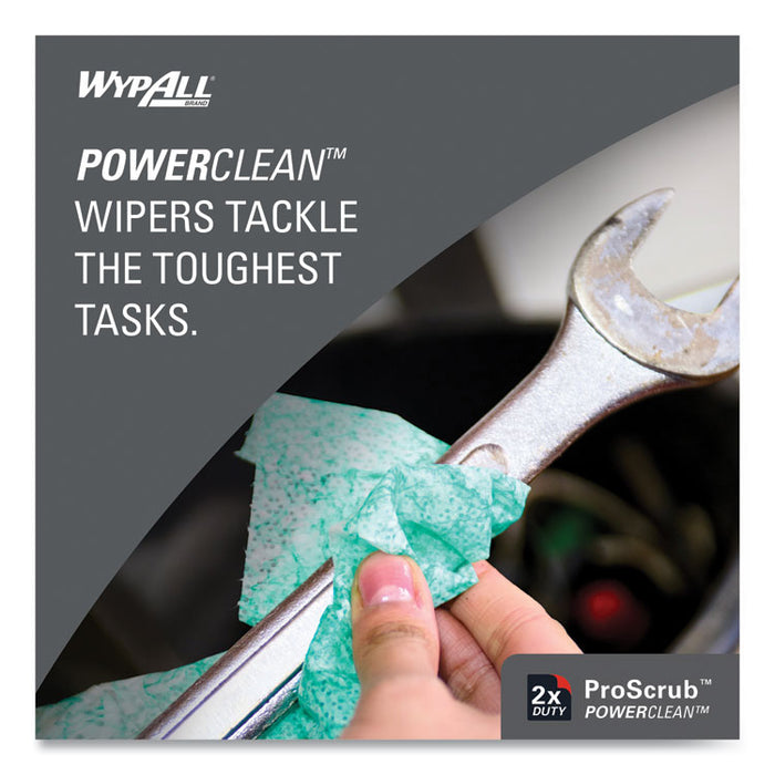 Power Clean ProScrub Pre-Saturated Wipes, 9.5 x 12, Citrus Scent, Green, 75/Bucket, 6 Buckets/Carton