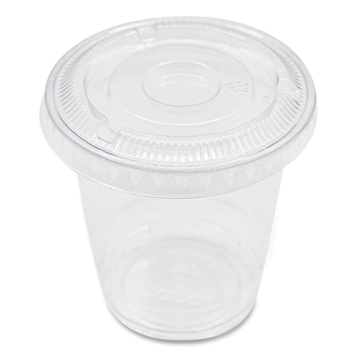 PET Lids, No Hole Flat Lid, Fits 8 oz to 10 oz Cold Cups, Plastic, Clear, 1,000/Carton