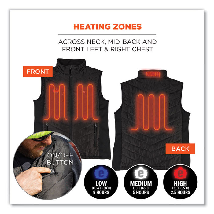 N-Ferno 6495 Rechargeable Heated Vest with Battery Power Bank, Fleece/Polyester, X-Large, Black
