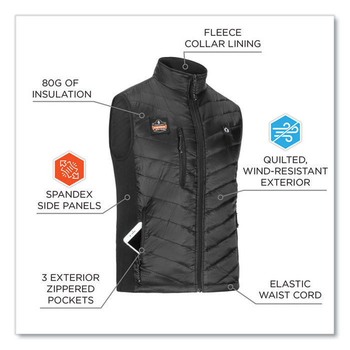 N-Ferno 6495 Rechargeable Heated Vest with Battery Power Bank, Fleece/Polyester, X-Large, Black