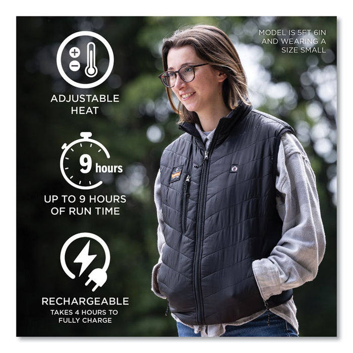 N-Ferno 6495 Rechargeable Heated Vest with Battery Power Bank, Fleece/Polyester, 4X-Large, Black