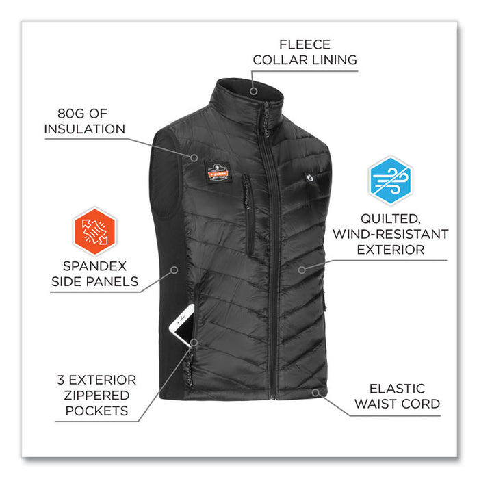 N-Ferno 6495 Rechargeable Heated Vest with Battery Power Bank, Fleece/Polyester, 2X-Large, Black