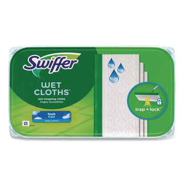 Swiffer Sweeper Wet Cloths - 8" Width x 10" Length - Disposable, Residue-free, Scented, Pre-moistened - Cloth - White - 12 / Pack