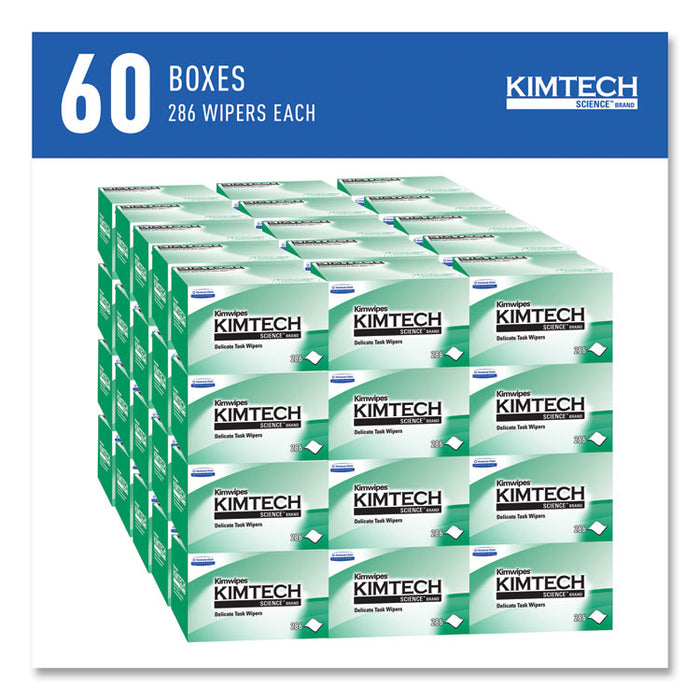 Kimwipes Delicate Task Wipers, 1-Ply, 4.4 x 8.4, Unscented, White, 286/Box, 60 Boxes/Carton