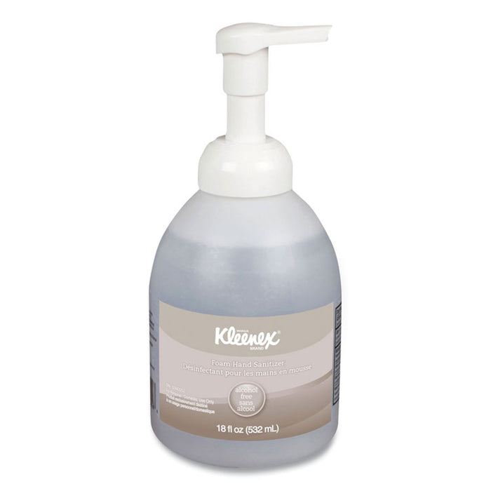 Alcohol-Free Foam Hand Sanitizer, 18 oz Pump Bottle, Fragrance-Free, 4/Carton