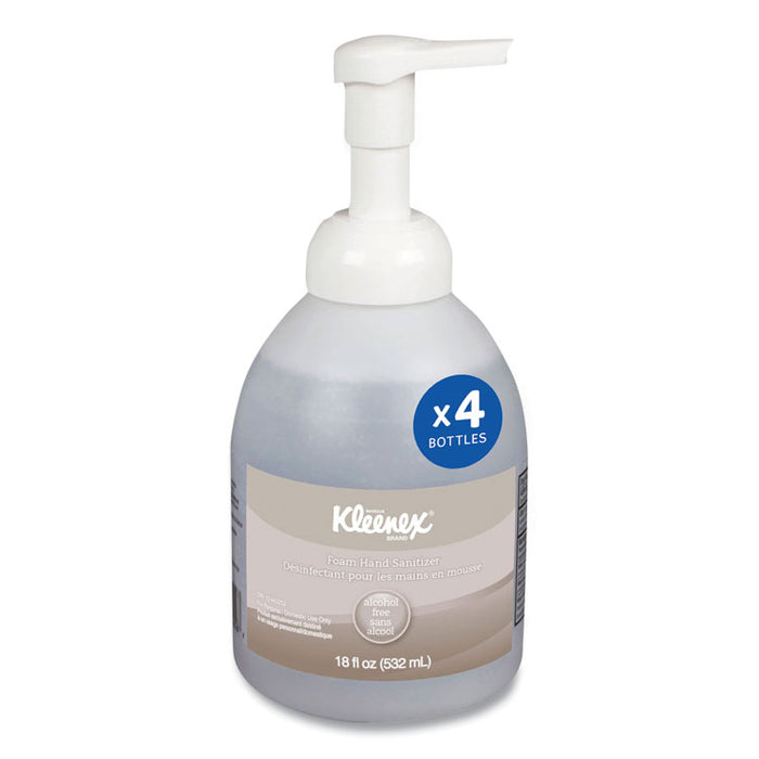 Alcohol-Free Foam Hand Sanitizer, 18 oz Pump Bottle, Fragrance-Free, 4/Carton
