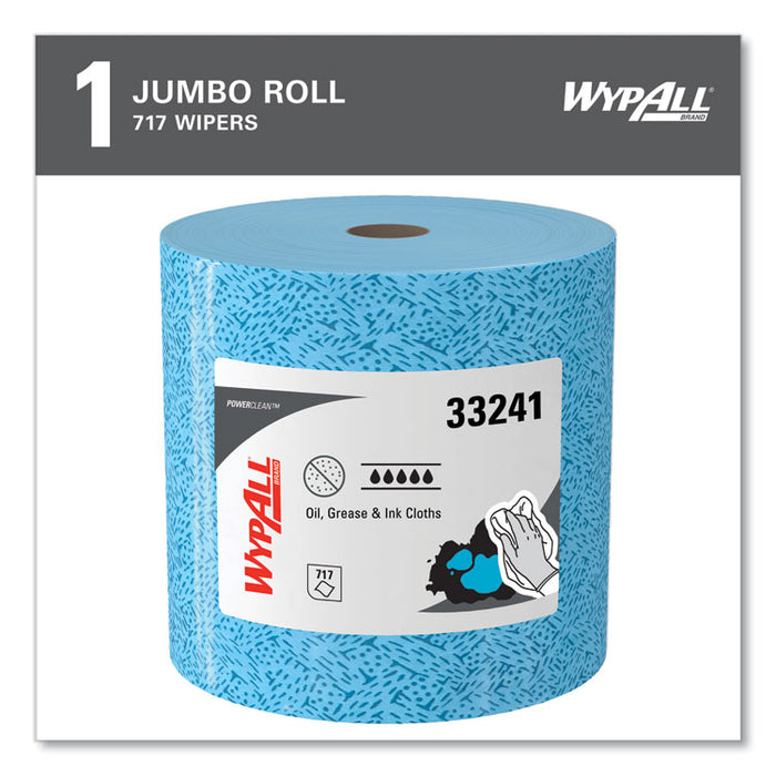 Power Clean Oil, Grease and Ink Cloths, Jumbo Roll, 9.8 x 12.2, Blue, 717/Roll