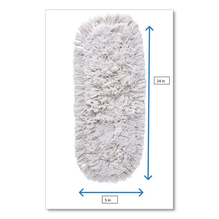 Kut-A-Way Dust Mop Head, Cotton, 24", White, 12/Carton