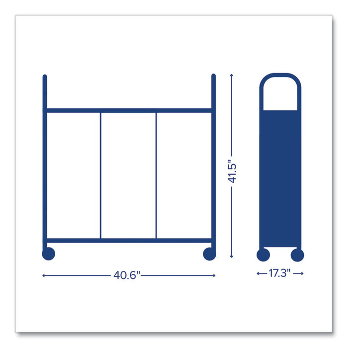 Callero Plus Treble Column Trolley Set 03, Metal, 1 Shelf, 24 F1 Shallow Bins, 40.6 x 17.3 x 41.5, Silver/Translucent Frost