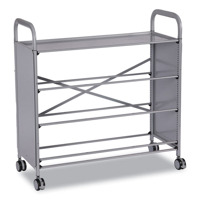 Callero Plus Treble Column Trolley Set 17, Metal, 1 Shelf, 16 F1 Bins, 4 F2 Bins, 40.6" x 17.3" x 41.5", Silver/Light Gray
