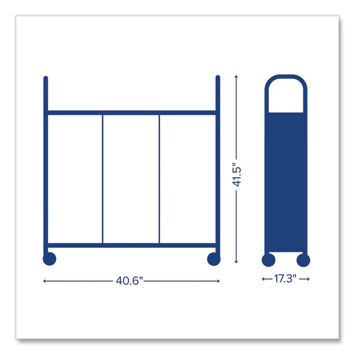 Callero Plus Treble Column Trolley Set 16, Metal, 1 Shelf, 6 F2 Deep Bins, 40.6" x 17.3" x 41.5", Silver/Light Gray