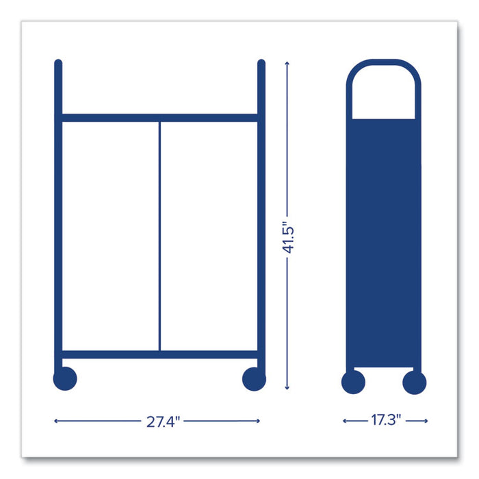 Callero Plus Double Column Trolley Set 05, Metal, 1 Shelf, 16 F1 Shallow Bins, 27.4" x 17.3" x 41.5", Silver/Light Gray