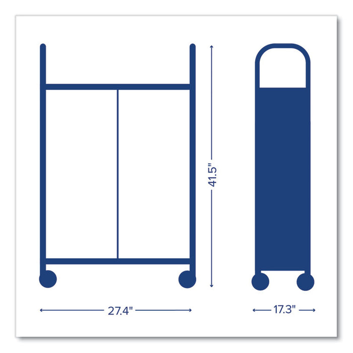 Callero Plus Double Column Trolley Set 13, Metal, 1 Shelf, 8 F2 Deep Bins, 27.4" x 17.3" x 41.5", Silver/Light Gray