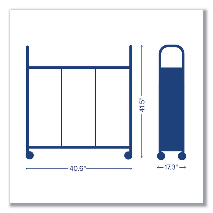Callero Plus Treble Column Trolley Set 03, Metal, 1 Shelf, 24 F1 Shallow Bins, 40.6" x 17.3" x 41.5", Silver/Light Gray