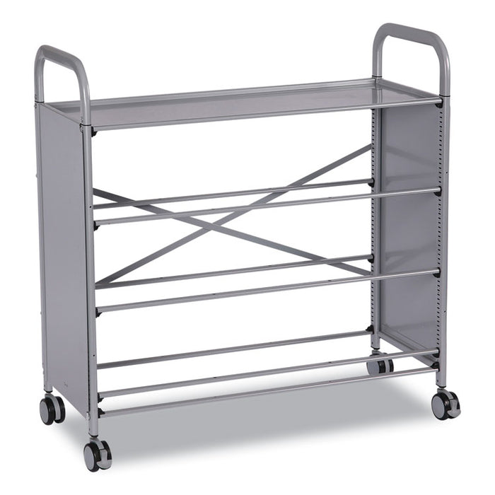 Callero Plus Treble Column Trolley Set 17, Metal, 1 Shelf, 16 F1 Bins, 4 F2 Bins, 40.6" x 17.3" x 41.5", Silver/Flame Red