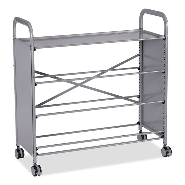 Callero Plus Treble Column Trolley Set 13, Metal, 1 Shelf, 12 F2 Deep Bins, 40.6" x 17.3" x 41.5", Silver/Royal Blue