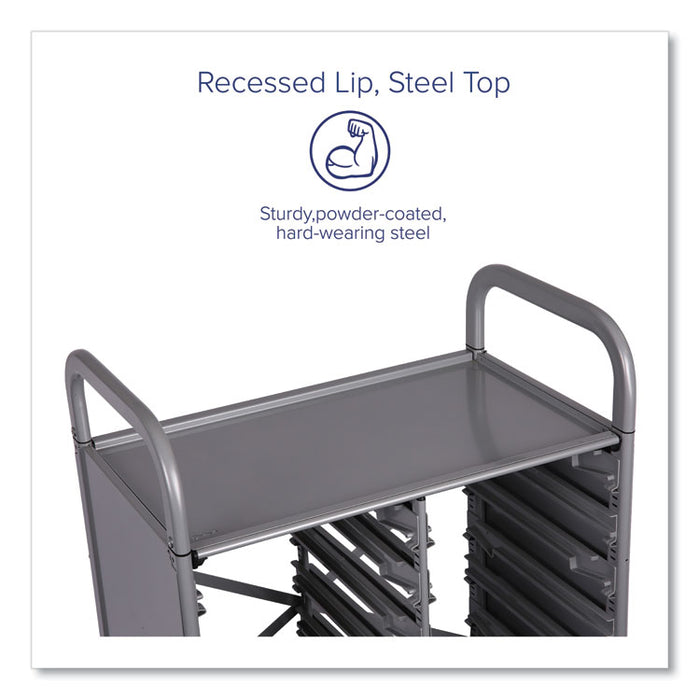Callero Plus Treble Column Trolley Set 17, Metal, 1 Shelf, 16 F1 Bins, 4 F2 Bins, 40.6" x 17.3" x 41.5", Silver/Flame Red