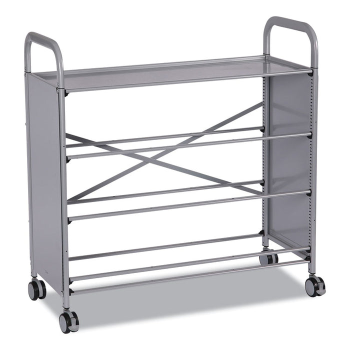 Callero Plus Treble Column Trolley Set 13, Metal, 1 Shelf, 12 F2 Deep Bins, 40.6" x 17.3" x 41.5", Silver/Translucent Frost