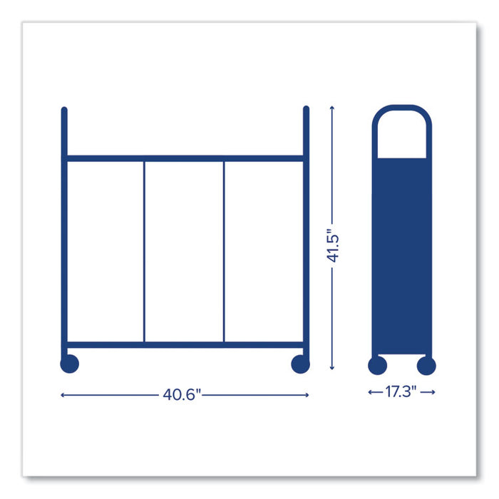 Callero Plus Treble Column Trolley Set 13, Metal, 1 Shelf, 12 F2 Deep Bins, 40.6" x 17.3" x 41.5", Silver/Royal Blue