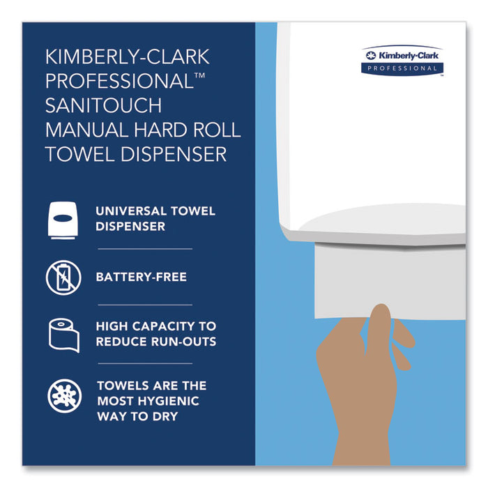 Sanitouch Hard Roll Towel Dispenser For 1.75" Core, 12.63 x 10.2 x 16.13, White