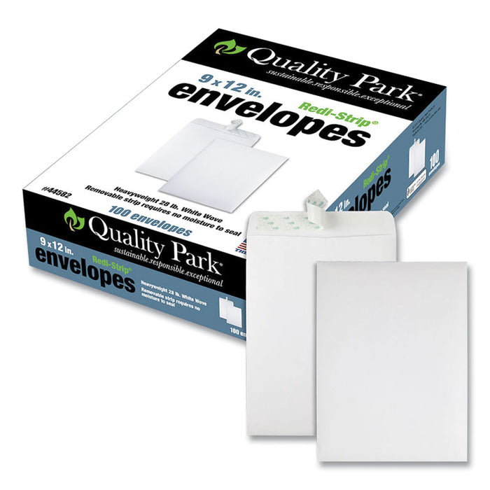 Redi-Strip Catalog Envelope, #10 1/2, Cheese-Blade Flap, Redi-Strip Adhesive Closure, 9 x 12, White, 100/Box