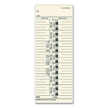 Time Clock Cards, Replacement for 10-800292, One Side, 3.5 x 9, 500/Box