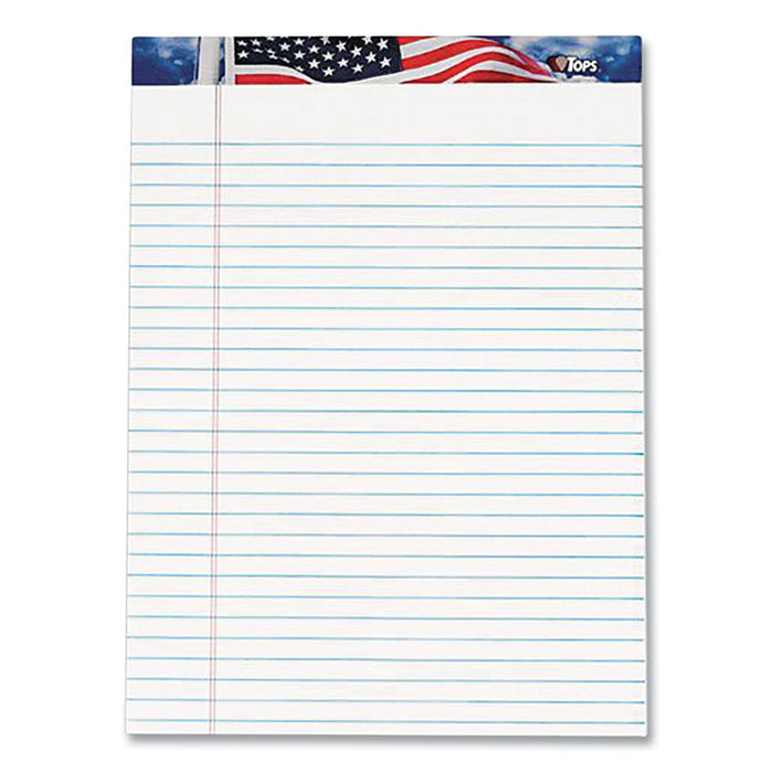 American Pride Writing Pad, Red/White/Blue Headband, Wide Rule, (50) White 8.5 x 11 Sheets, 12/Pack