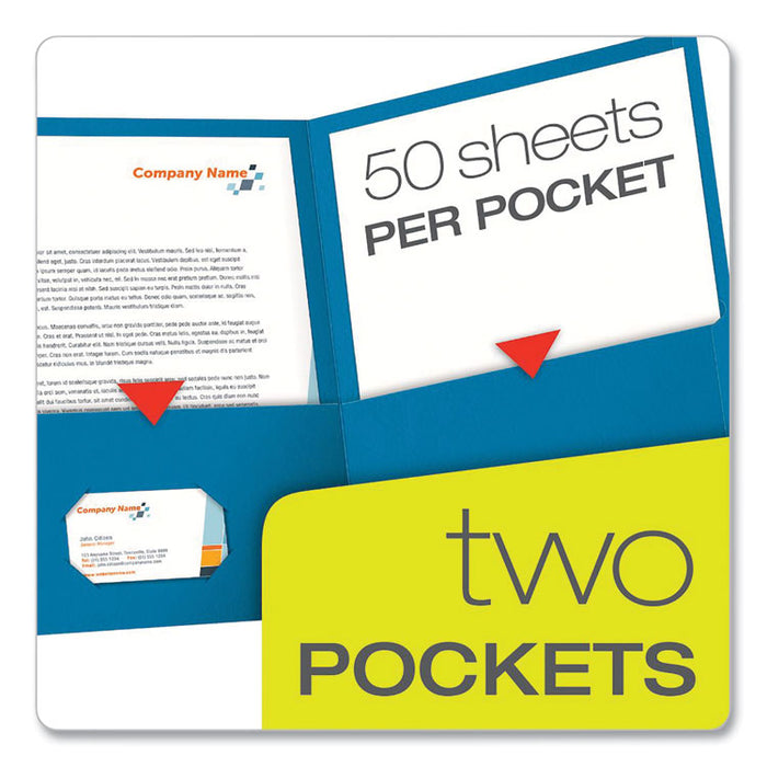 Twin-Pocket Folder, Accommodates (100) 11 x 8.5 Sheets, Light Blue, 25/Box