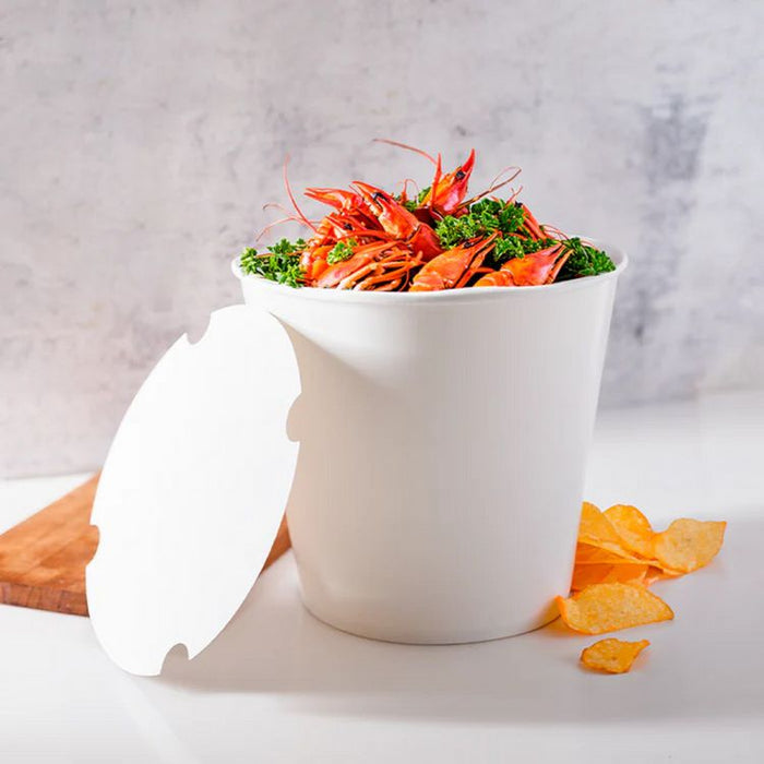 Food Bucket with Lid, 170 oz, 8.9" Diameter x 8.36" h, White, Paper, 150/Carton