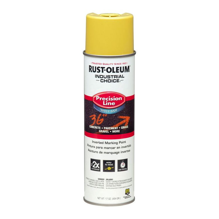 Industrial Choice Precision Line Marking Paint, Flat High-Visibility Yellow, 17 oz Aerosol Can, 12/Carton