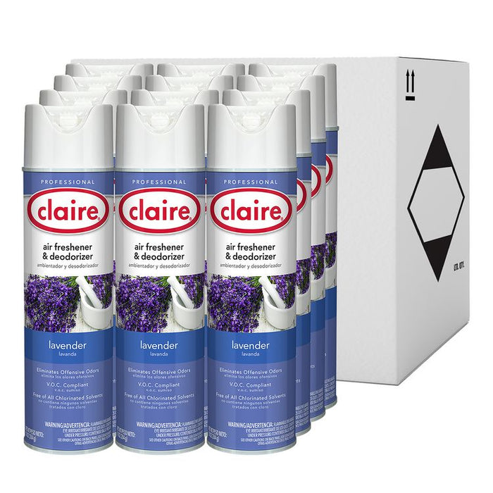 Aerosol Air Freshener and Deodorizer, Lavender, 10 oz Aerosol Spray, 12 Cans