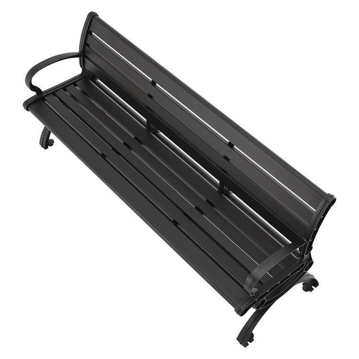 Aluminum Bench with Back, 73" x 22.75" x 30.75", Black Seat/Back, Black Base