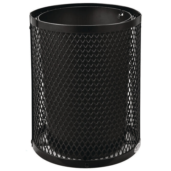 Outdoor Diamond Industrial Steel Trash Can, 36 gal, Black