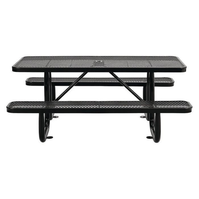 Expanded Steel Picnic Table, Rectangular, 72 x 62 x 29.5, Black Top, Black Base/Legs