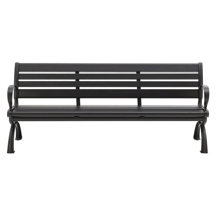 Aluminum Bench with Back, 73" x 22.75" x 30.75", Black Seat/Back, Black Base