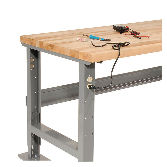 Light Duty Butcher Block Top Adjustable Height Workbench, 800 lbs, 72 x 30 x 36 to 43, Gray