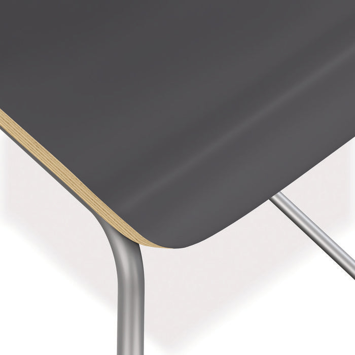 Ruck Laminate Stool, Supports Up to 300 lb, 30" Seat Height, Charcoal Seat/Back, Silver Base