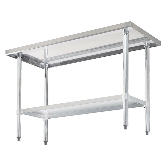 Work Table with Undershelf, Rectangular, 72 x 30 x 35, Silver Top, Silver Base/Legs