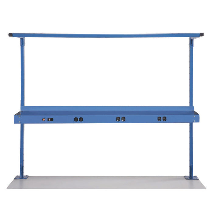 Upper Workbench Shelf, 6 Single Outlets, For Use With 60" Wide Workbenches, 100 lb Weight Capacity
