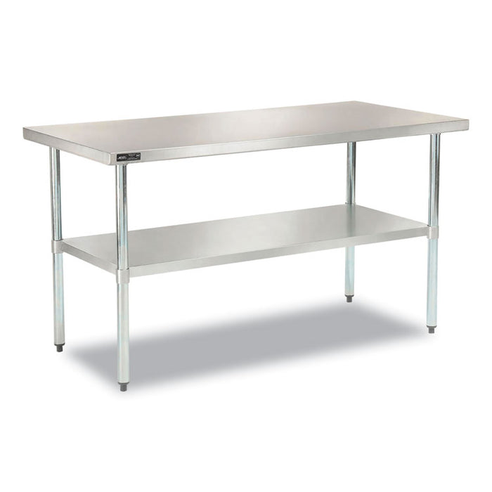 Work Table with Undershelf, Rectangular, 48 x 30 x 35, Silver Top, Silver Base/Legs