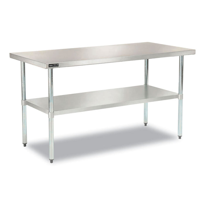 Work Table with Undershelf, Rectangular, 60 x 30 x 35, Silver Top, Silver Base/Legs