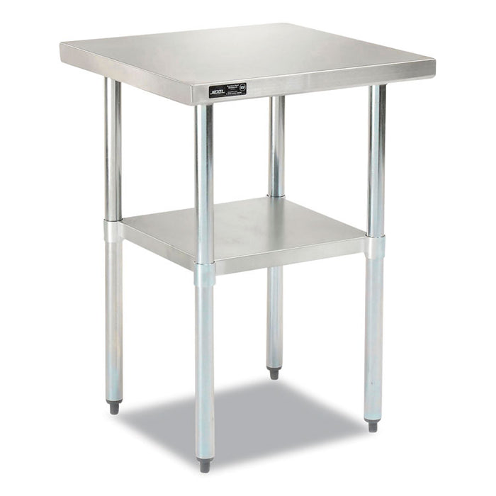 Work Table with Undershelf, Square, 30 x 30 x 35, Silver Top, Silver Base/Legs