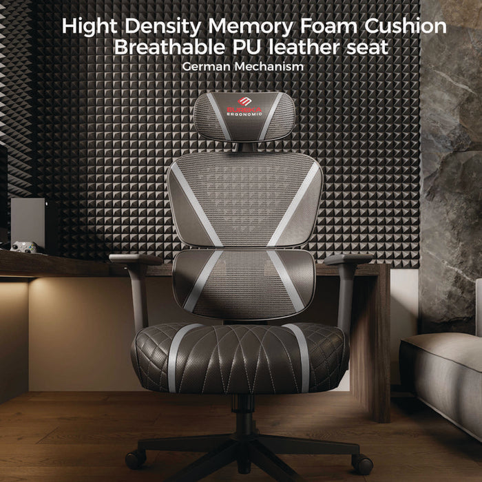 Norn Ergonomic Chair, Supports Up to 275 lb, 18.11" to 22.04" Seat Height, Black/Gray Mesh Seat/Back, Black Base