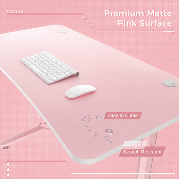Cute Gaming Desk, 47" x 23.63" x 30.13", Pink
