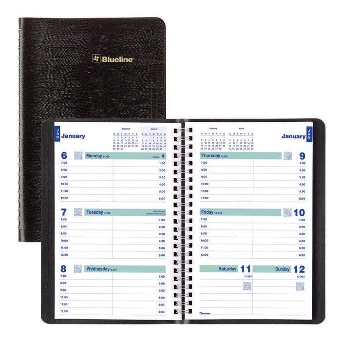 Plan and Link Weekly Planner, 8" x 5", Black Cover, 12-Month (Jan to Dec): 2026